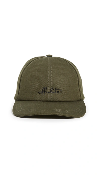 Shop Off-white Canvas Baseball Cap In Military Black