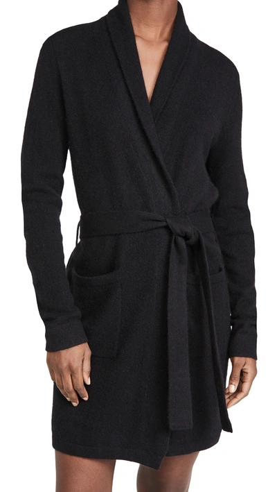 Shop White + Warren Cashmere Short Robe In Black