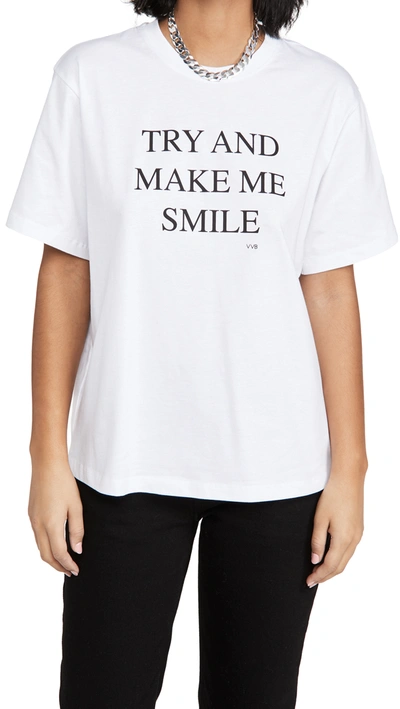 Shop Victoria Victoria Beckham Try And Make Me Smile T-shirt In White