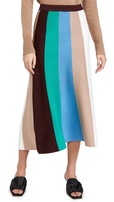 Shop Victoria Victoria Beckham Block Stripe Knitted Skirt In Aqua Multi