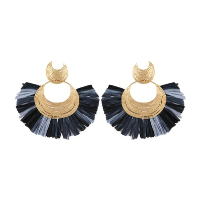 Gas Bijoux Luna Wave Raffia Earrings In Navy Blue | ModeSens