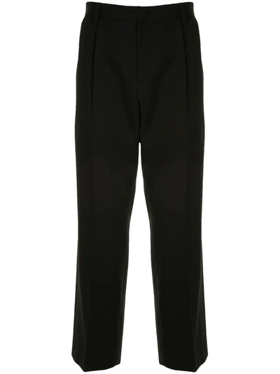 Shop Wooyoungmi Cropped Drill Trousers In Black