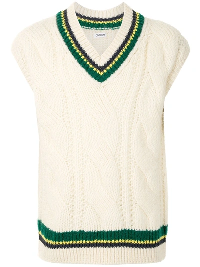 Shop Coohem Cable-knit Sleeveless Vest In White