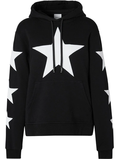 Shop Burberry Star Motif Oversized Hoodie In Black