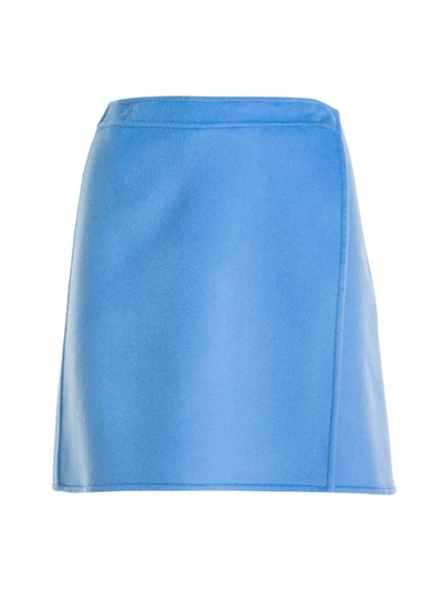 Shop Ermanno Scervino Wool Wrap Skirt In Light Blue