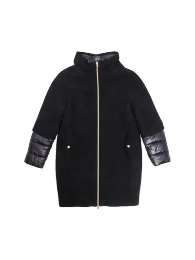 Herno Layered Hooded Padded Coat In Black