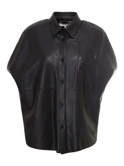 Shop Mm6 Maison Margiela Oversized Leather Shirt In Black