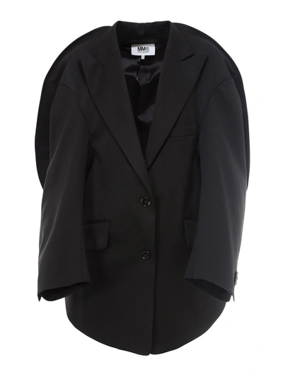 Shop Mm6 Maison Margiela Oversized Circle Blazer In Black