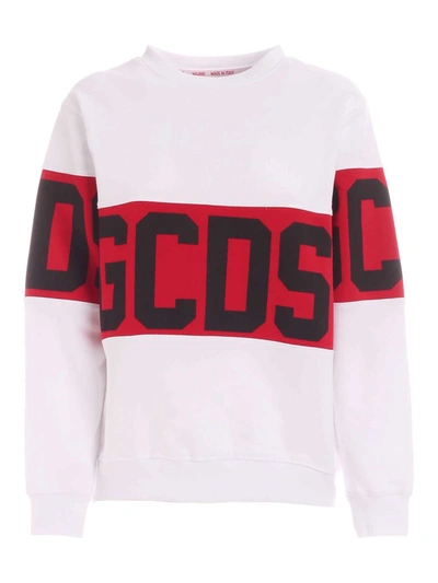 Shop Gcds Branded Band Crewneck Sweatshirt In White