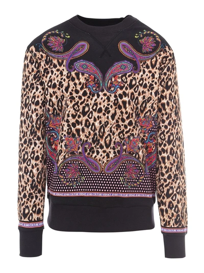 Shop Versace Jeans Couture Paisley Animal Print Sweatshirt In Black