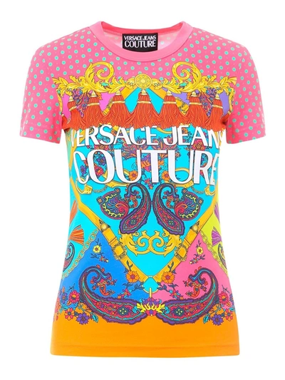 Shop Versace Jeans Couture Barocco Print T-shirt In Pink