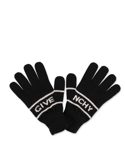 Shop Givenchy Black Gloves With Logo Inlay