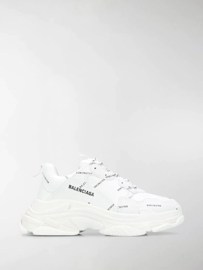 Shop Balenciaga Triple S Multi Logo Sneakers In White