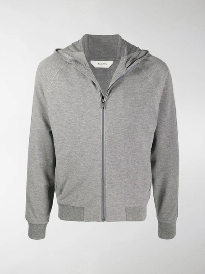 Shop Z Zegna Long Sleeve Zipped Sweater In Grey