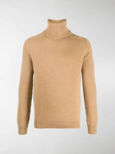 Shop Saint Laurent Roll-neck Raglan-sleeve Jumper In Neutrals