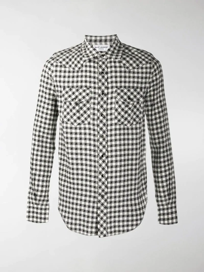 Shop Saint Laurent Checked Slim-fit Shirt In White