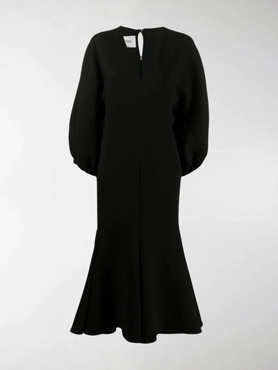 Shop Valentino Wool Midi Dress In Black