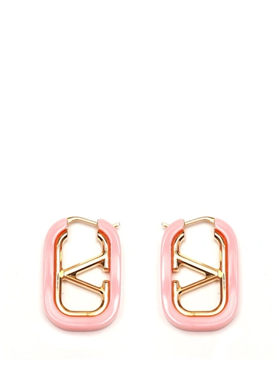 Shop Valentino Vlogo Earrings In Pink