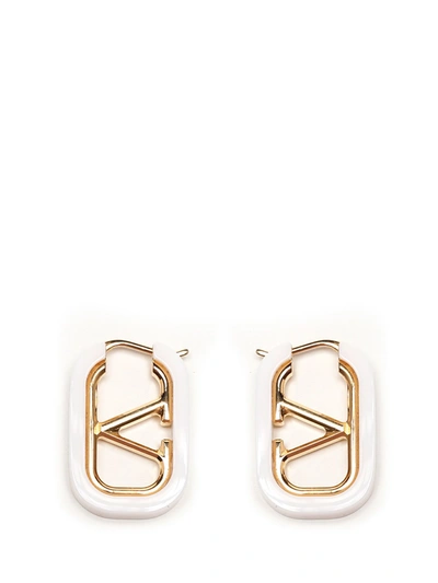 Shop Valentino Vlogo Earrings In White