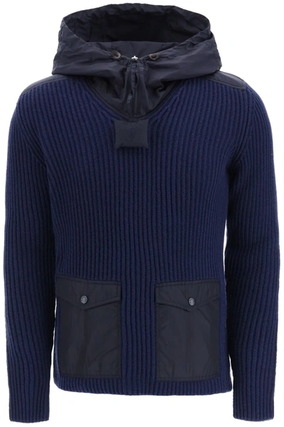 Shop Moncler Genius 1 Knit Hoodie In Blue