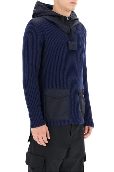 Shop Moncler Genius 1 Knit Hoodie In Blue