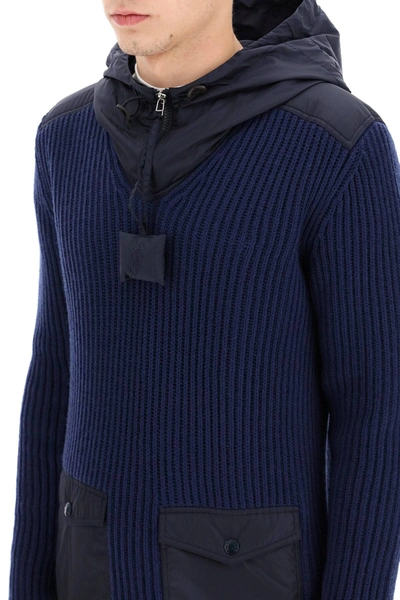 Shop Moncler Genius 1 Knit Hoodie In Blue