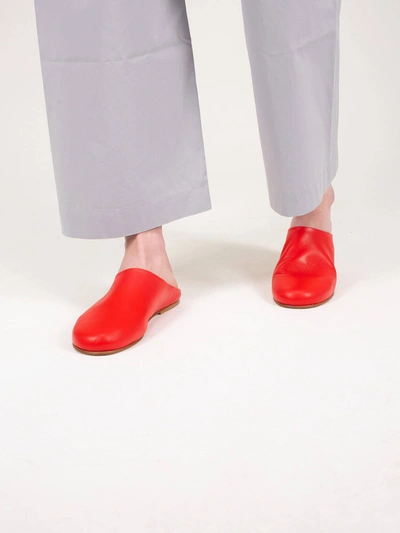Shop Sofie D'hoore Soft Leather Flat Mules In Red