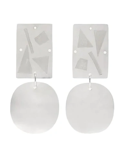 Shop Annie Costello Brown Earrings In Silver