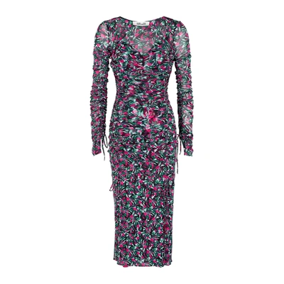 Shop Diane Von Furstenberg Corinne Floral-print Mesh Midi Dress In Pink