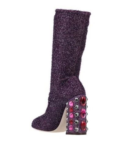 Shop Dolce & Gabbana Woman Boot Purple Size 8.5 Polyester, Polyurethane, Viscose, Silk, Elastane