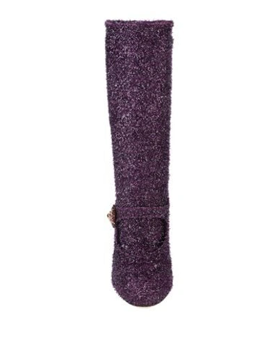 Shop Dolce & Gabbana Woman Boot Purple Size 8.5 Polyester, Polyurethane, Viscose, Silk, Elastane