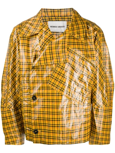 Shop Henrik Vibskov Coated Plaid Jacket In Yellow
