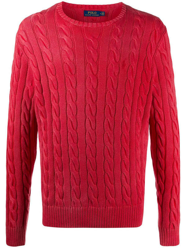 ralph lauren red cable knit sweater