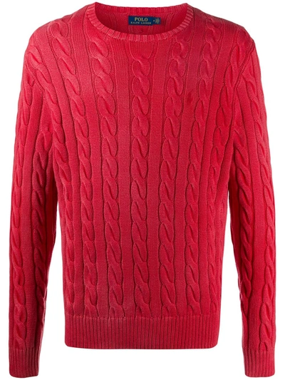 Shop Polo Ralph Lauren Cable-knit Cotton Jumper In Red