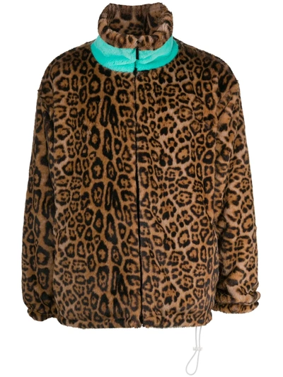 Shop Goodboy Faux Fur Leopard Print Jacket In Brown