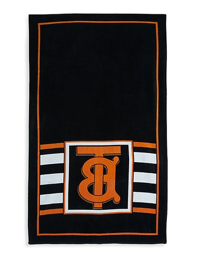 Shop Burberry Tb Monogram Cotton Towel In Black