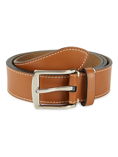 Shop Burberry Leather Belt In Tan