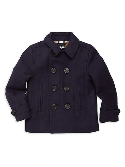 Shop Burberry Little Boy's & Boy's Spencer Pea Coat In Navy