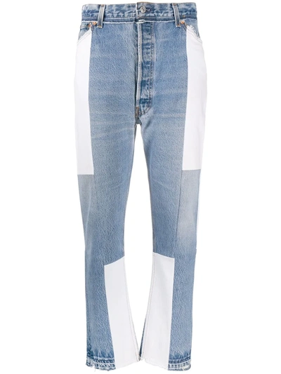 Shop Re/done Panelled Cropped Jeans In Blue