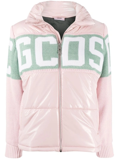 Shop Gcds Logo Print Padded Jacket In Pink