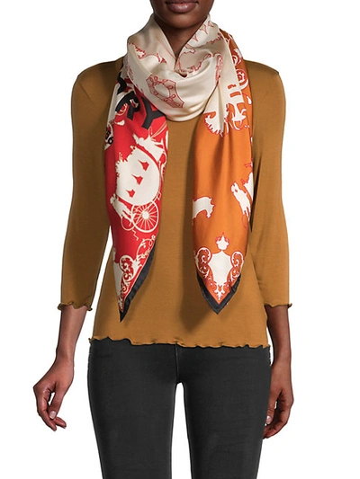 Shop Burberry Carriage-print Silk Scarf In Camel