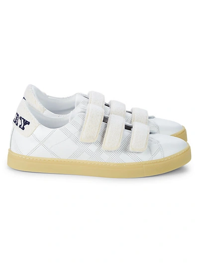 Shop Burberry Perfect Storm Leather Sneakers In Storm Blue