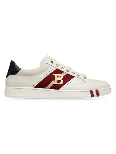 Shop Bally Wilsy Embellished Leather Sneakers In White
