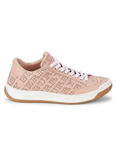 Burberry Timsbury Perforated Leather Sneakers In Pink | ModeSens