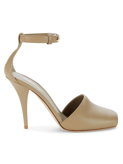 Shop Burberry City Ankle-strap Leather Sandals In Honey