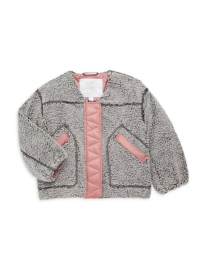 Shop Burberry Little Girl's Bonita Faux Fur Jacket In Grey