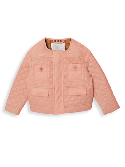 Shop Burberry Little Girl's & Girl's Tolla Quilted Jacket In Salmon