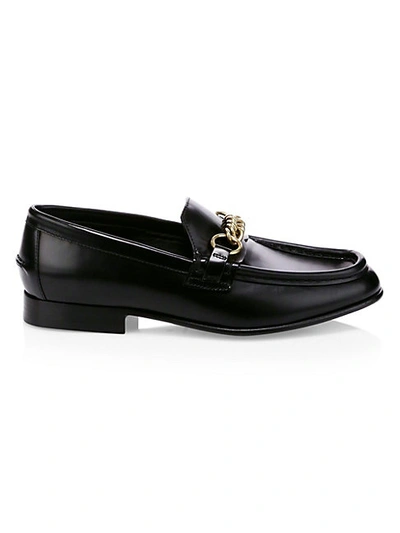 Shop Burberry Solway Leather Loafers In Black