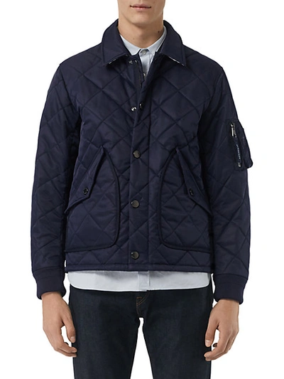 Shop Burberry Quilted Puffer Jacket In Navy