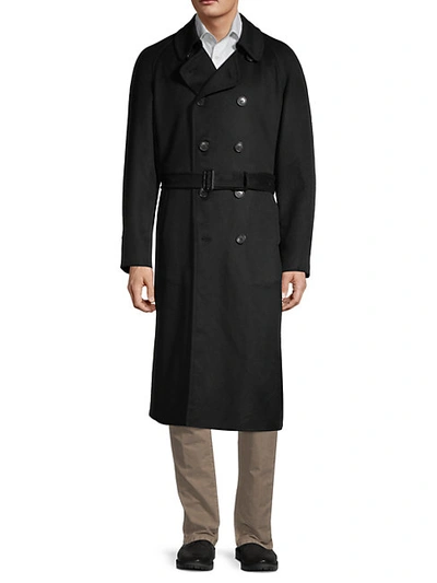 Shop Burberry Double-breasted Cashmere Trench Coat In Black